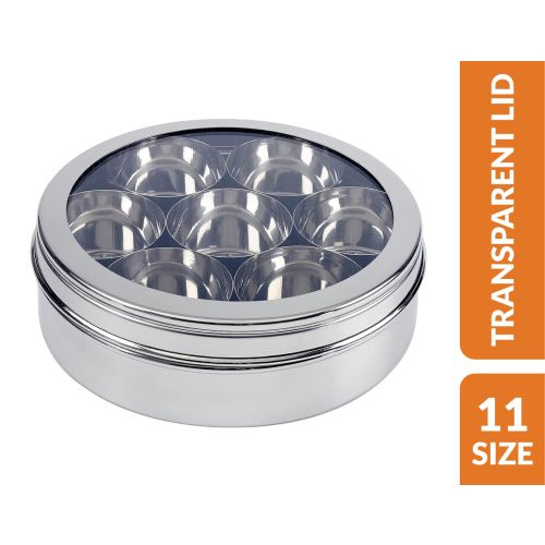 Stainless Steel Spice Box (Masala Dabba) with SS Lid Size 11