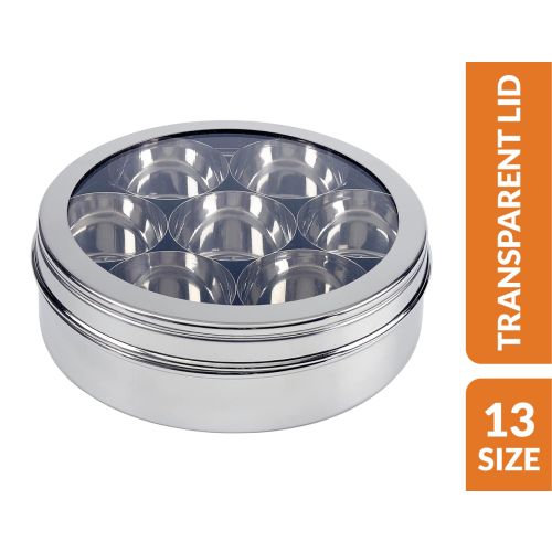 Stainless Steel Spice Box (Masala Dabba) with SS Lid Size 13