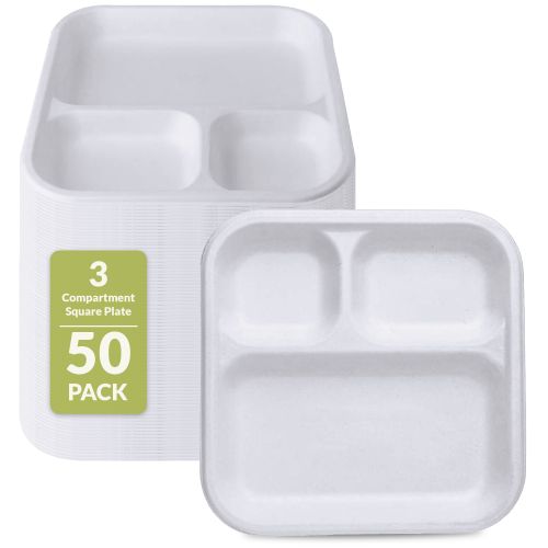 3 Compartment Square Plate